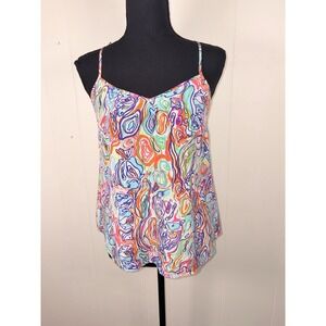 lilly pilitzer S‎ Purfect Silk Dusk Top Abstract Fish Print